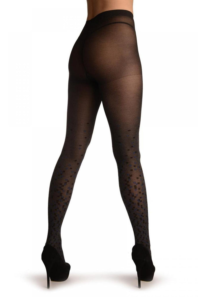 Liss Kiss Grey With Black & Blue Pixels Over The Knee - Tights
