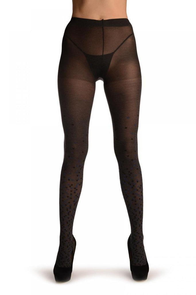 Liss Kiss Grey With Black & Blue Pixels Over The Knee - Tights
