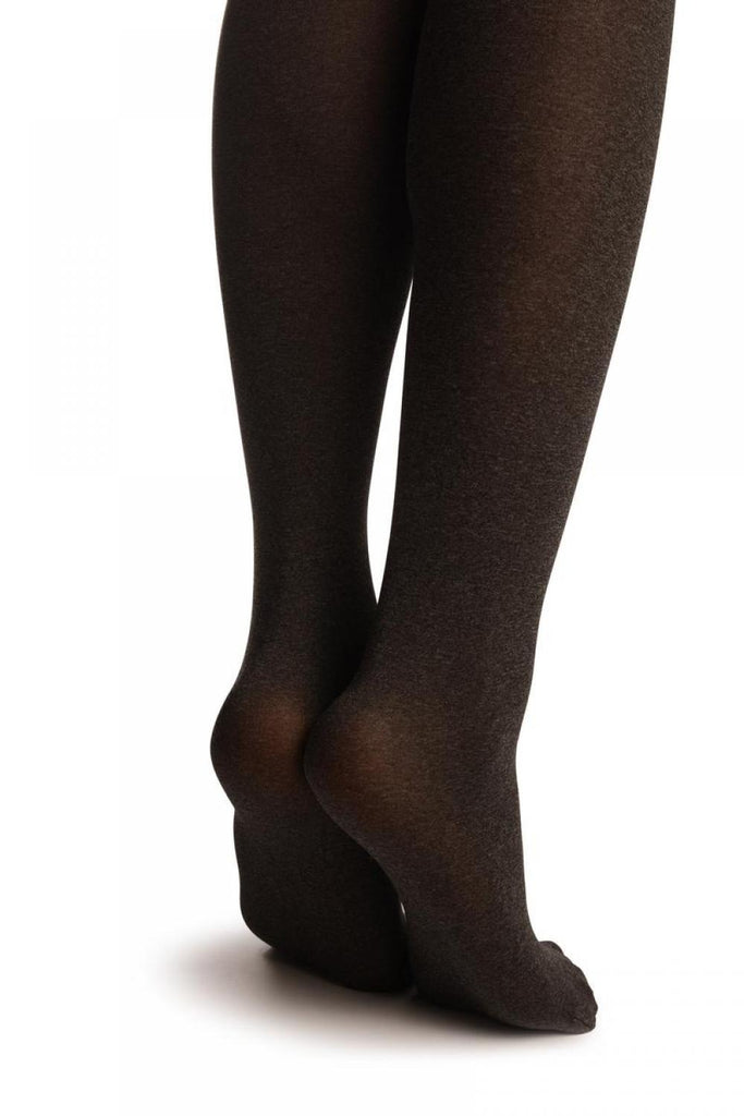 Liss Kiss Grey With Black Garter And Faux Dotted Suspenders - Tights