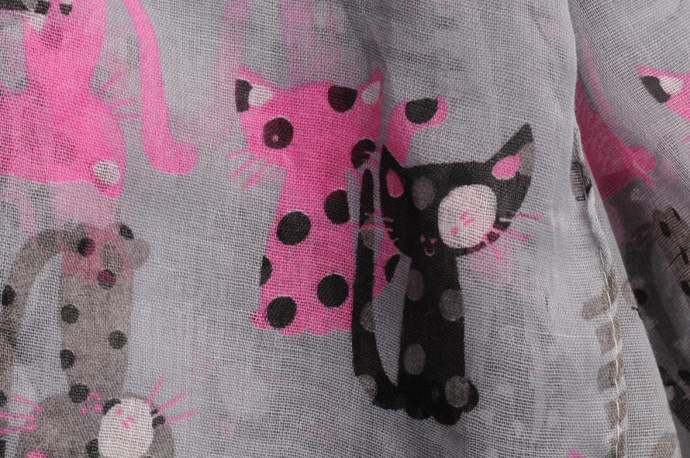 Liss Kiss Grey With Cats In Love Unisex Scarf & Beach Sarong - Scarf