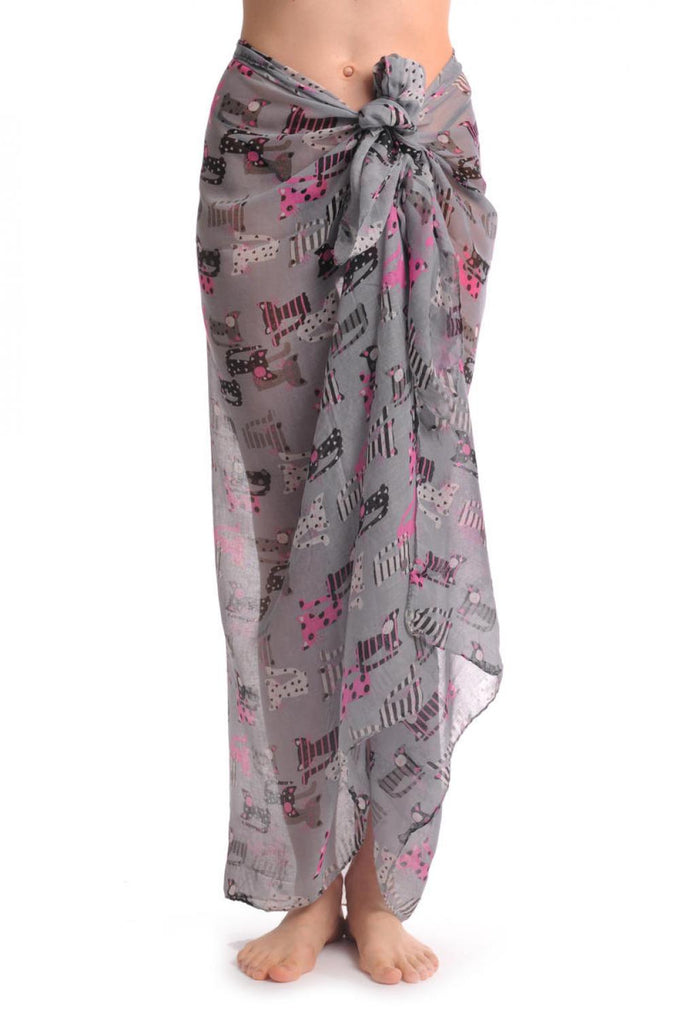Liss Kiss Grey With Cats In Love Unisex Scarf & Beach Sarong - Scarf