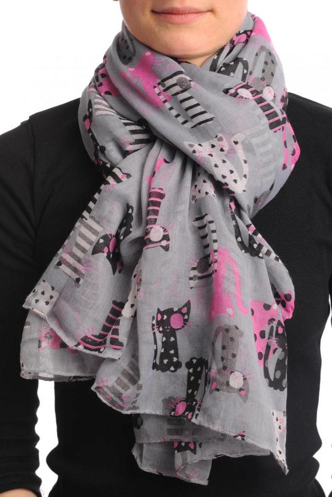 liss kiss Grey With Cats In Love Unisex Scarf & Beach Sarong - Scarf
