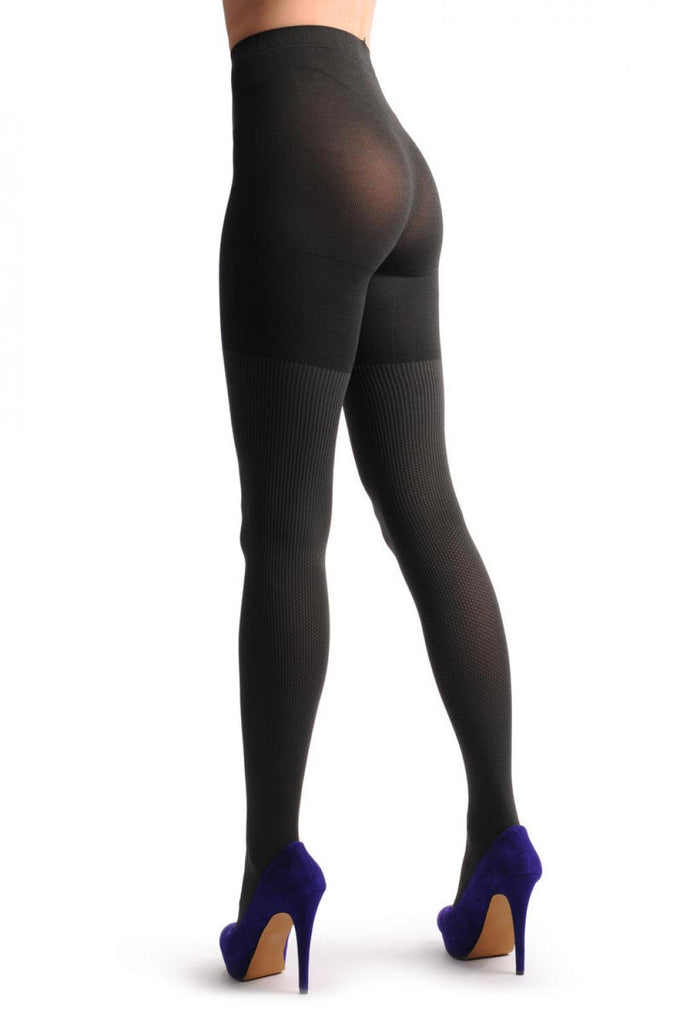 Liss Kiss Grey With Checkered Texture 80 Den Warm Winter - Tights