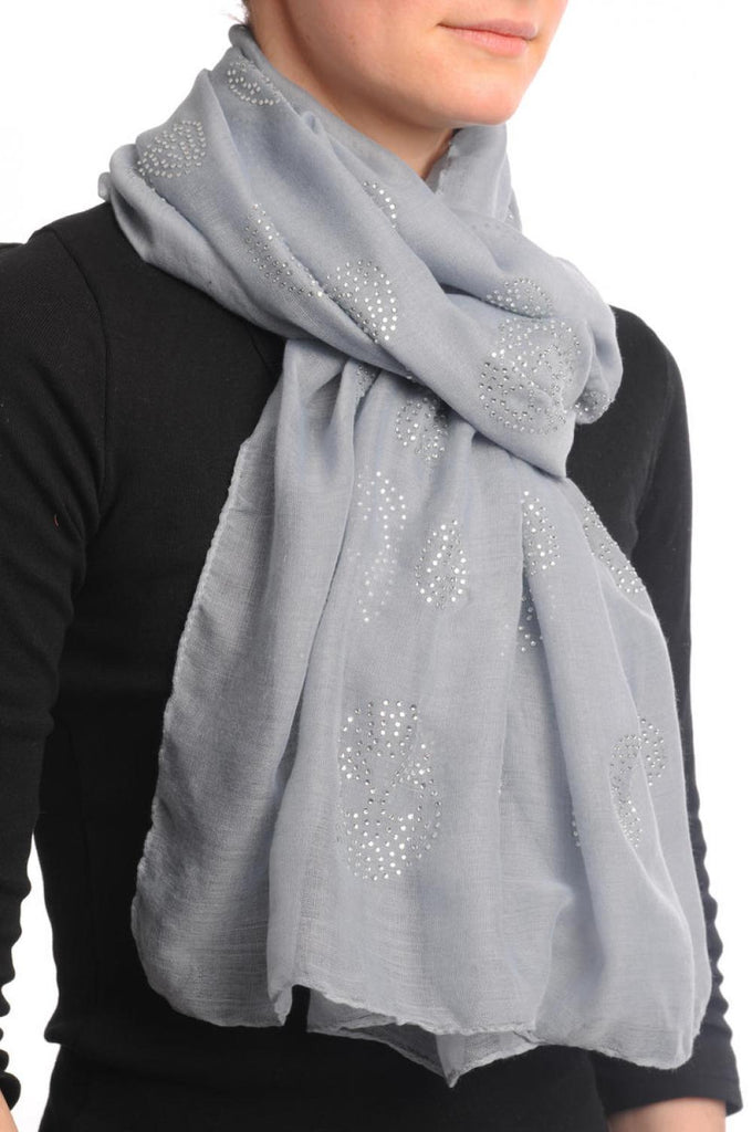 Liss Kiss Grey With Crystal Diamonds Skulls Unisex Scarf & Beach Sarong - Scarf