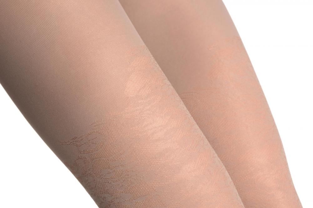 Liss Kiss Grey With Floral Lace Faux Stockings - Tights