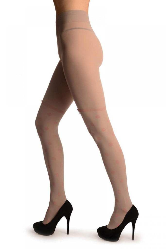 Liss Kiss Grey With Light Pink Polka Dot & Satin Bow - Tights