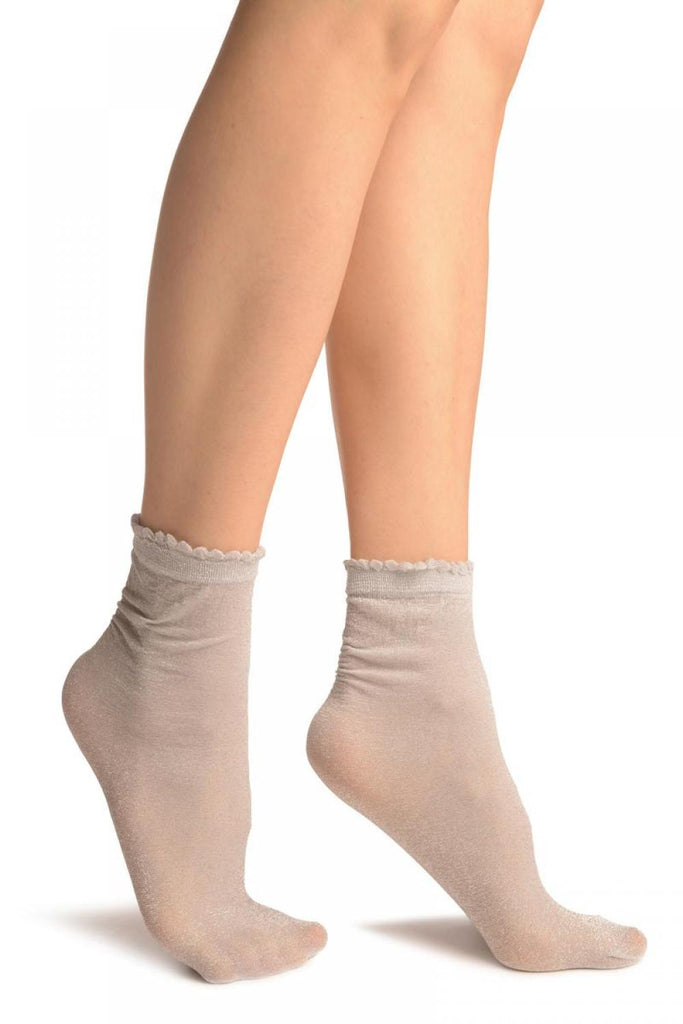 liss kiss Grey With Lurex Comfort Top Ankle High Socks - Socks