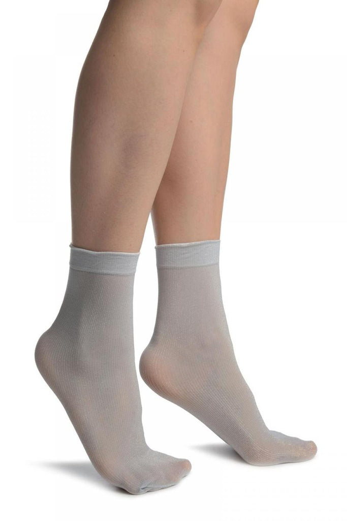 liss kiss Grey With Lurex Pinstripes Ankle High Socks - Socks