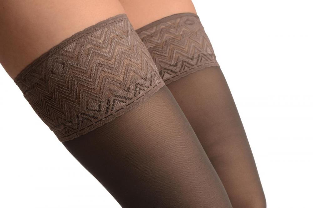 Liss Kiss Grey With Matching Silicon Garter - Hold Ups