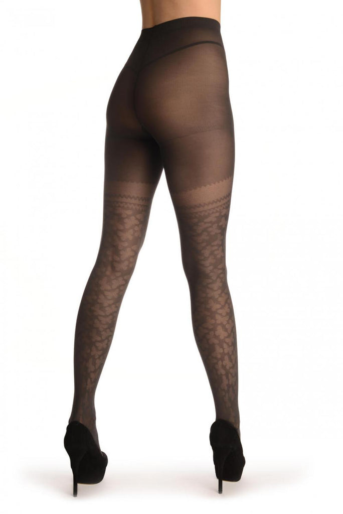Liss Kiss Grey With Micro Mesh Butterflies Faux Stockings - Tights