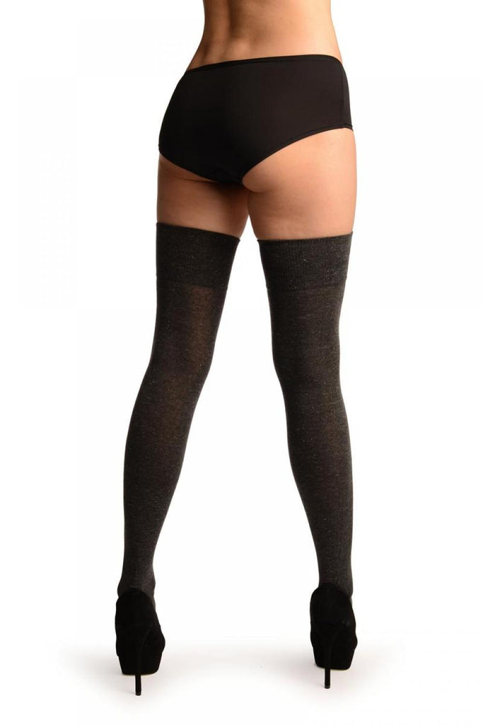 Liss Kiss Grey With Silver Lurex Over The Knee Socks - Over The Knee Socks