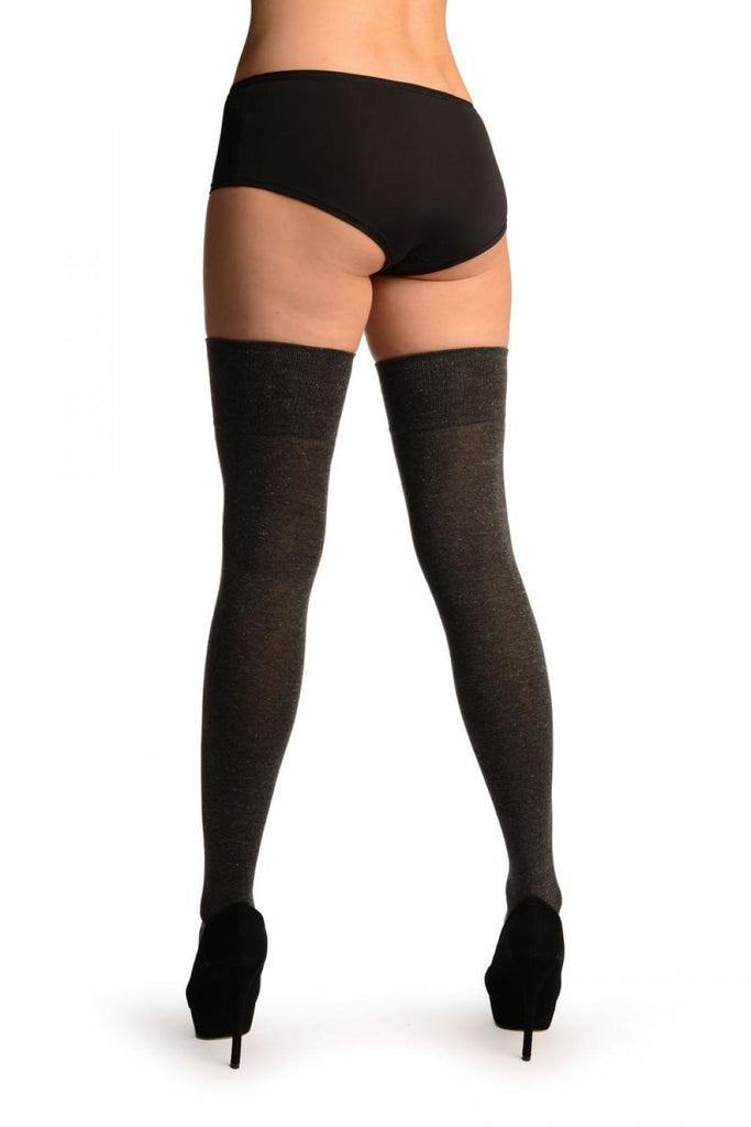 Liss Kiss Grey With Silver Lurex Over The Knee Socks - Over The Knee Socks