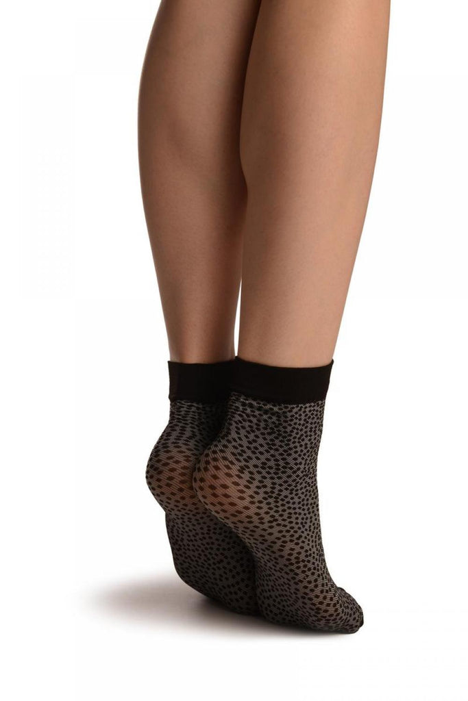 Liss Kiss Grey With Small Black Dots Ankle High Socks - Socks