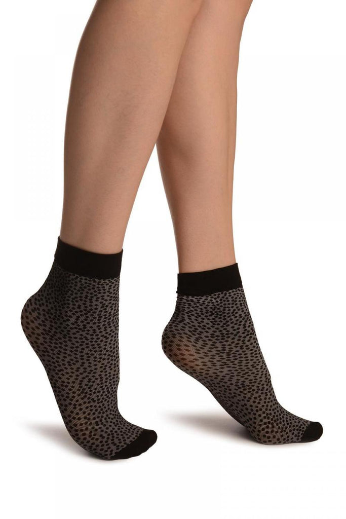 liss kiss Grey With Small Black Dots Ankle High Socks - Socks