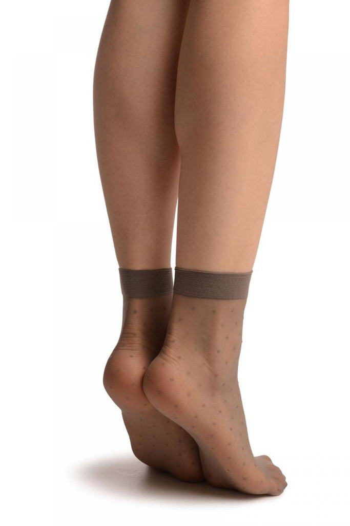 Liss Kiss Grey With Small Polka Dots Ankle High Socks - Socks