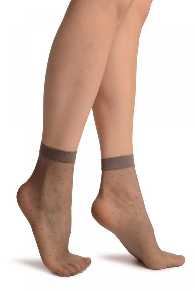 liss kiss Grey With Small Polka Dots Ankle High Socks - Socks