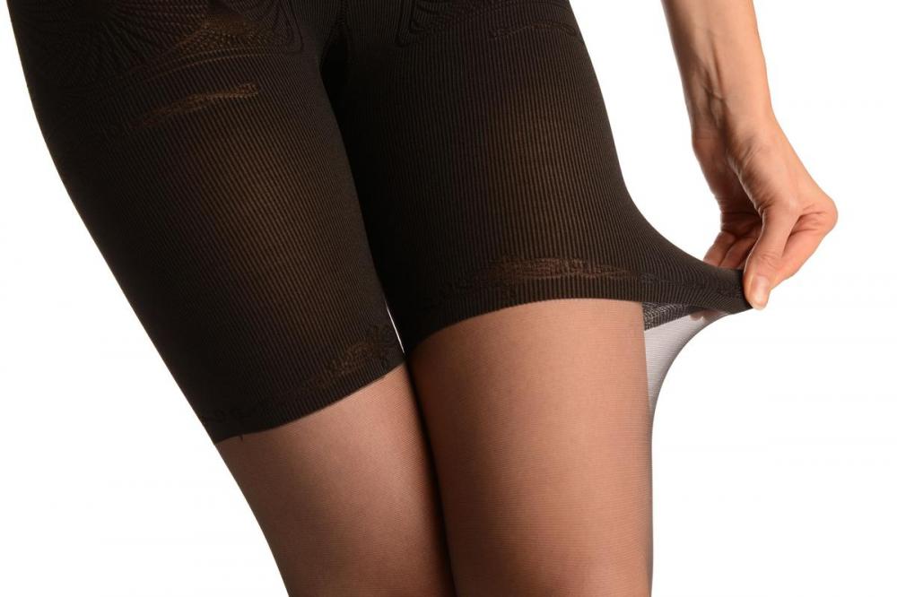 Liss Kiss Grey With Strong Corset Shaping Tummy In Tights - Tights