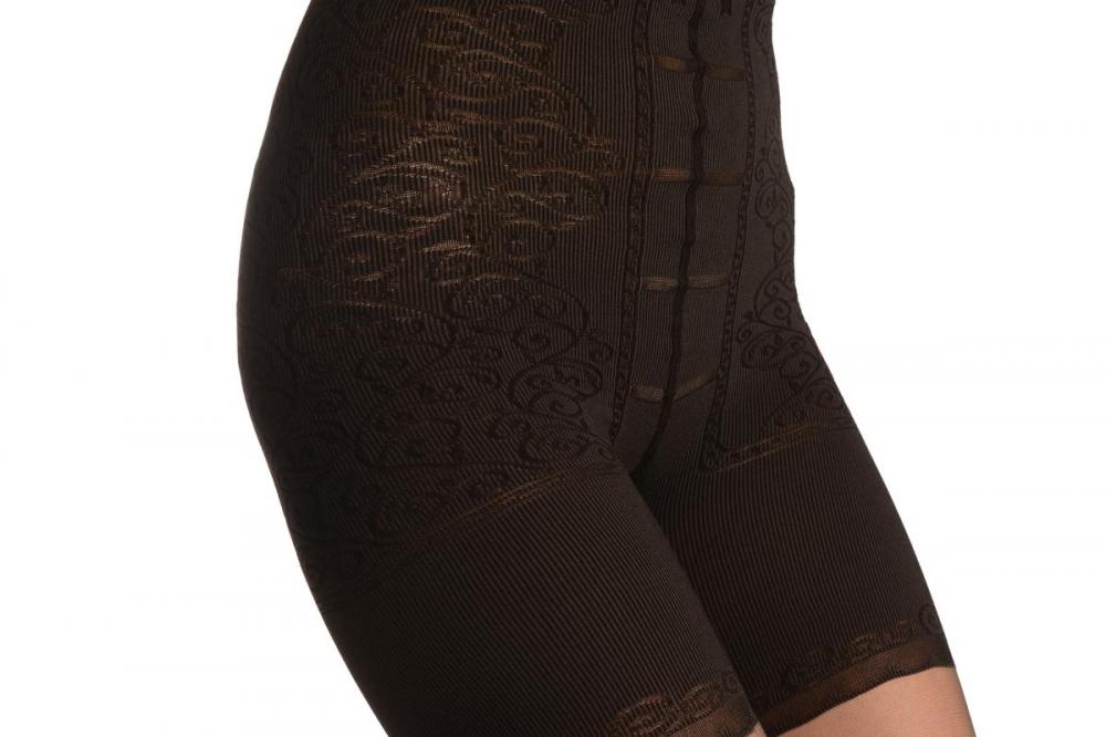 Liss Kiss Grey With Strong Floral Corset Shaping Tummy In Tights - Tights