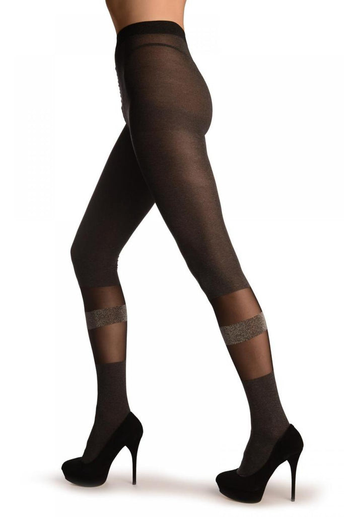 liss kiss Grey With Transparen Stripes & Black With Silver Lurex - Tights