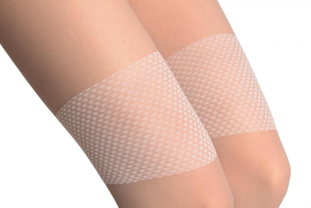 Liss Kiss Grey With White Checkered Garter & Back Seam - Tights
