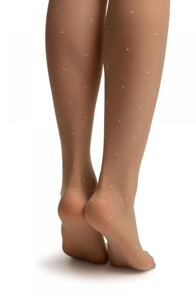 Liss Kiss Grey With White Woven Polka Dot Tights - Tights