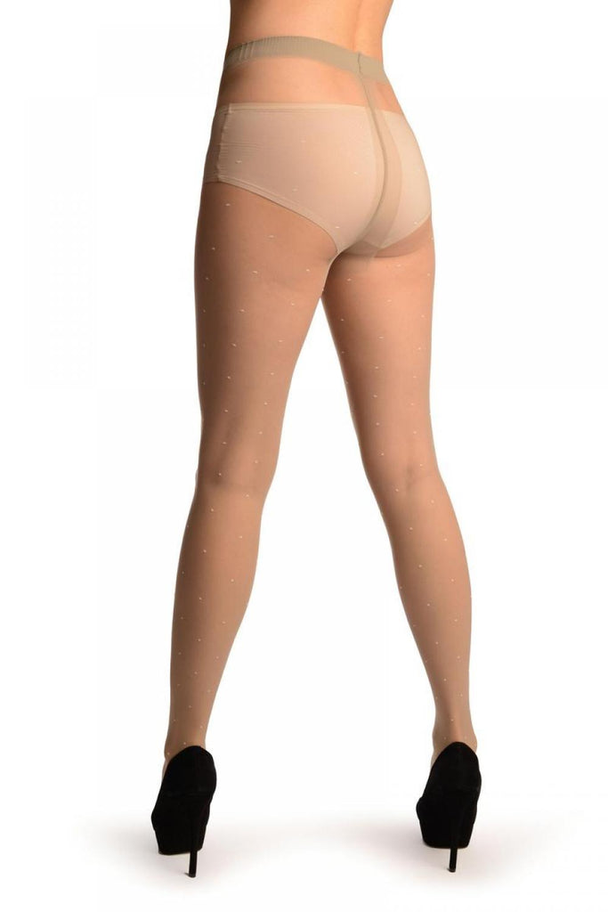 Liss Kiss Grey With White Woven Polka Dot Tights - Tights
