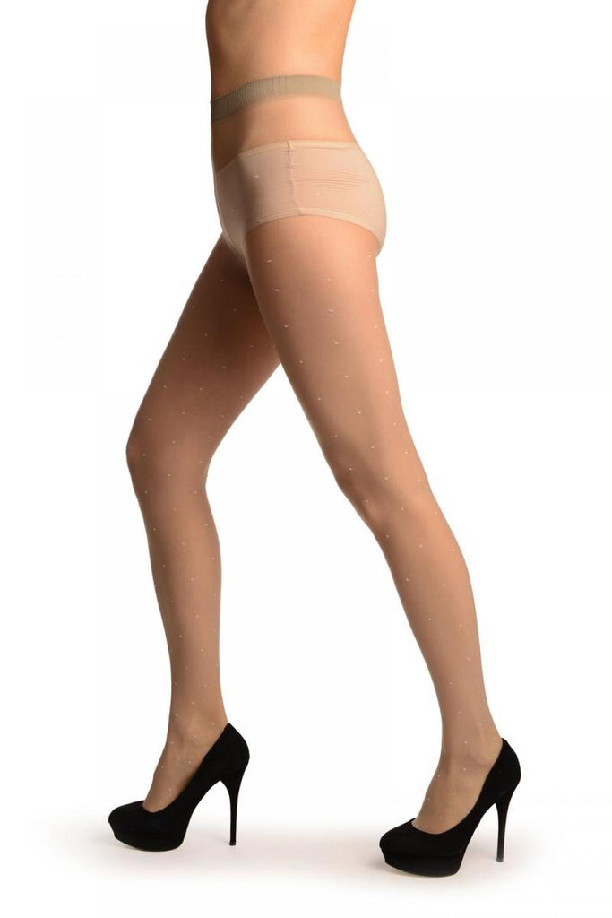 Liss Kiss Grey With White Woven Polka Dot Tights - Tights