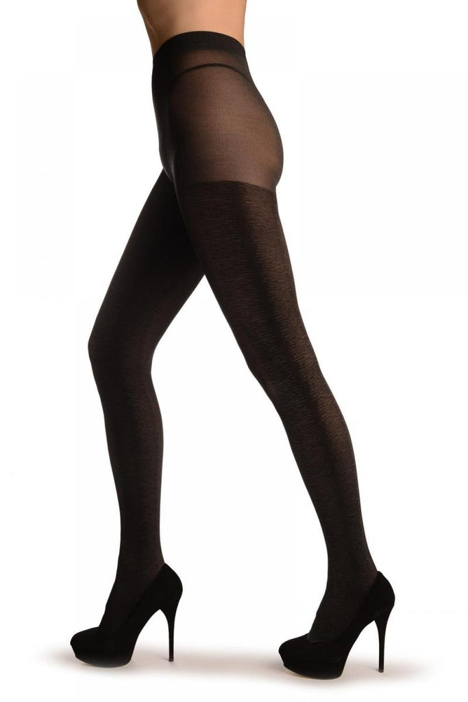 Liss Kiss Grey With Woven Black Side Strokes - Tights