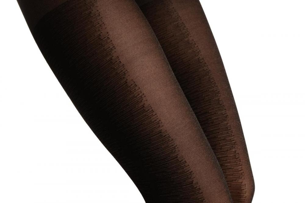 Liss Kiss Grey With Woven Black Side Strokes - Tights