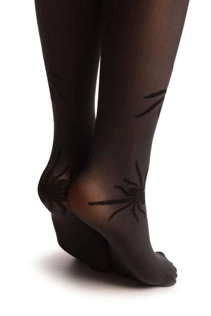 Liss Kiss Grey With Woven Black Widow Spider (Halloween) - Tights