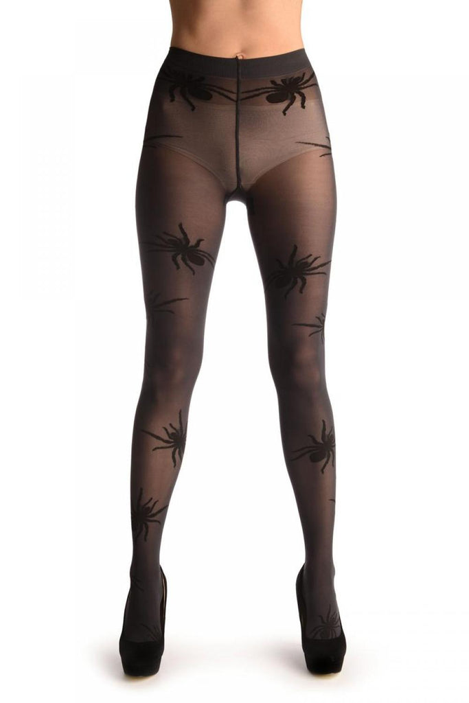 Liss Kiss Grey With Woven Black Widow Spider (Halloween) - Tights