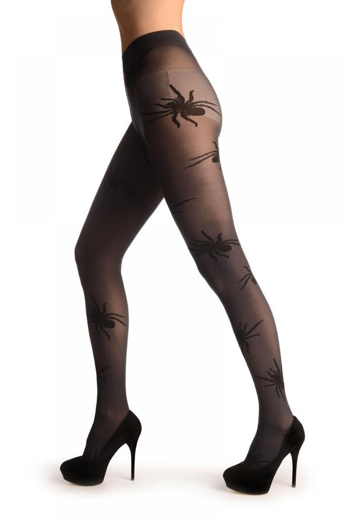 Liss Kiss Grey With Woven Black Widow Spider (Halloween) - Tights