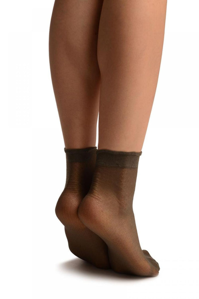 Liss Kiss Grey Woven 3D Mesh Ankle High Socks - Socks