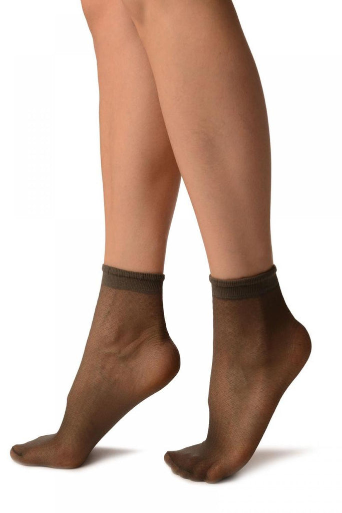 Liss Kiss Grey Woven 3D Mesh Ankle High Socks - Socks