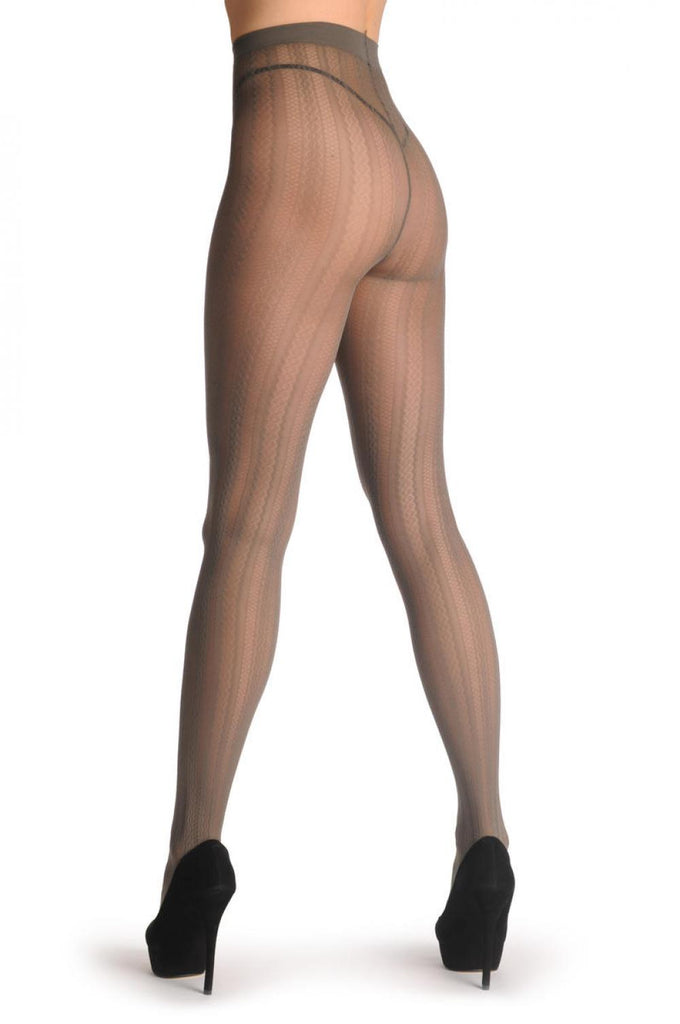 Liss Kiss Grey Woven Patterned Stripes 20 Den - Tights