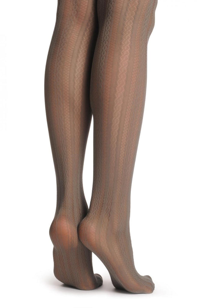 Liss Kiss Grey Woven Patterned Stripes 20 Den - Tights