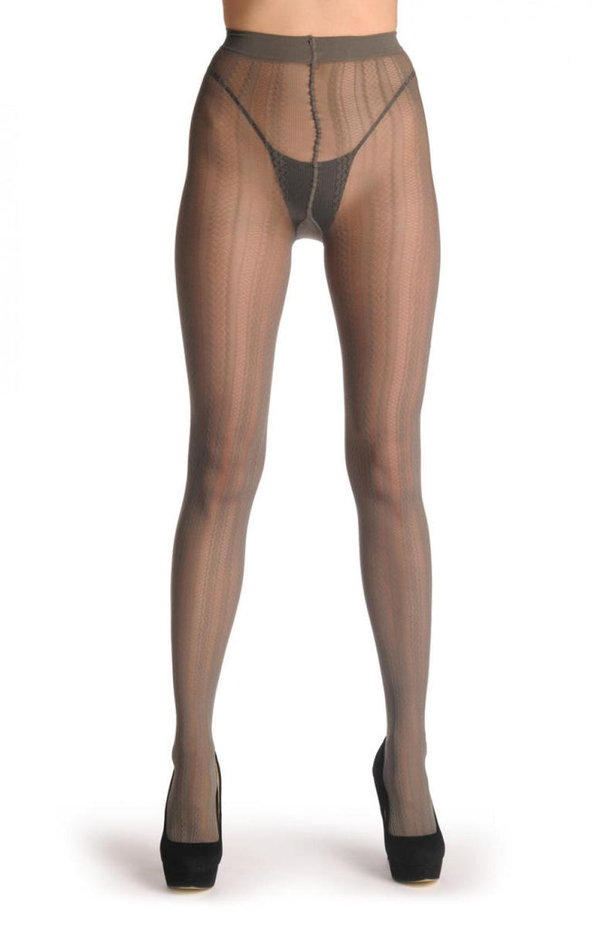 Liss Kiss Grey Woven Patterned Stripes 20 Den - Tights