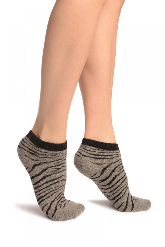 liss kiss Grey Zebra Angora Footies Socks - Footsies Socks