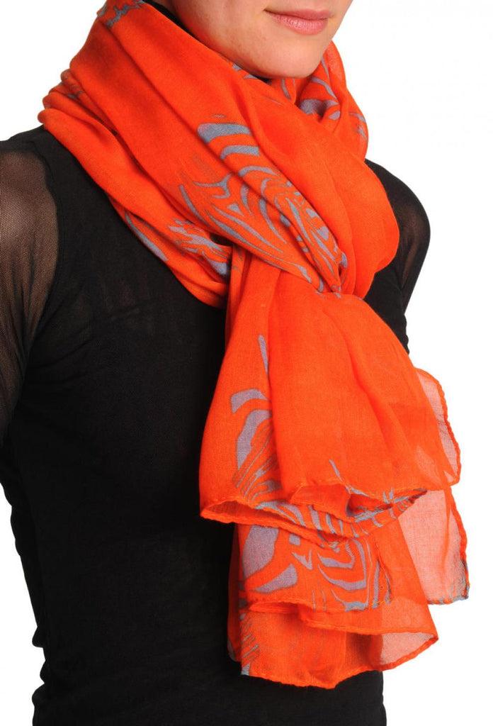Liss Kiss Grey Zebra On Rust Unisex Scarf & Beach Sarong - Scarf