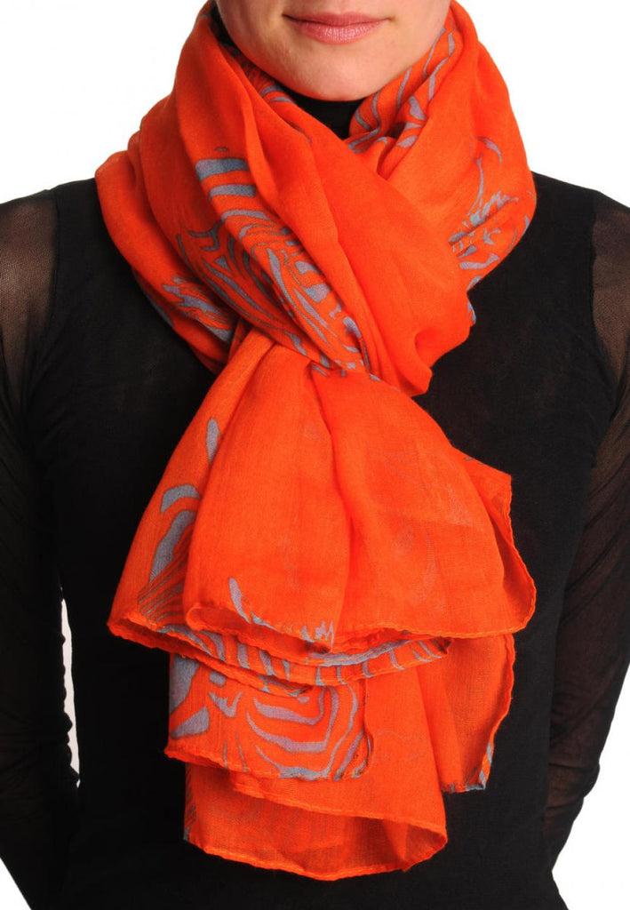liss kiss Grey Zebra On Rust Unisex Scarf & Beach Sarong - Scarf