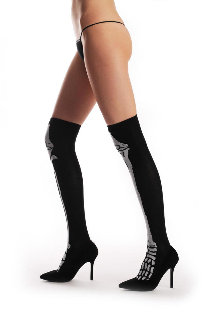 Liss Kiss Halloween Skeleton At The Front Warm Socks - Over The Knee Socks