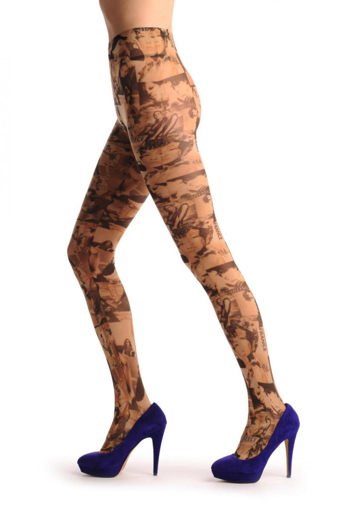 Liss Kiss Holidays Fashion Magazine Black & White Vintage - Tights