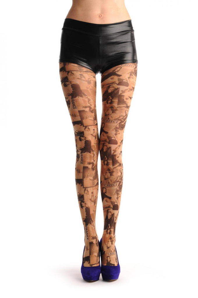 liss kiss Holidays Fashion Magazine Black & White Vintage - Tights