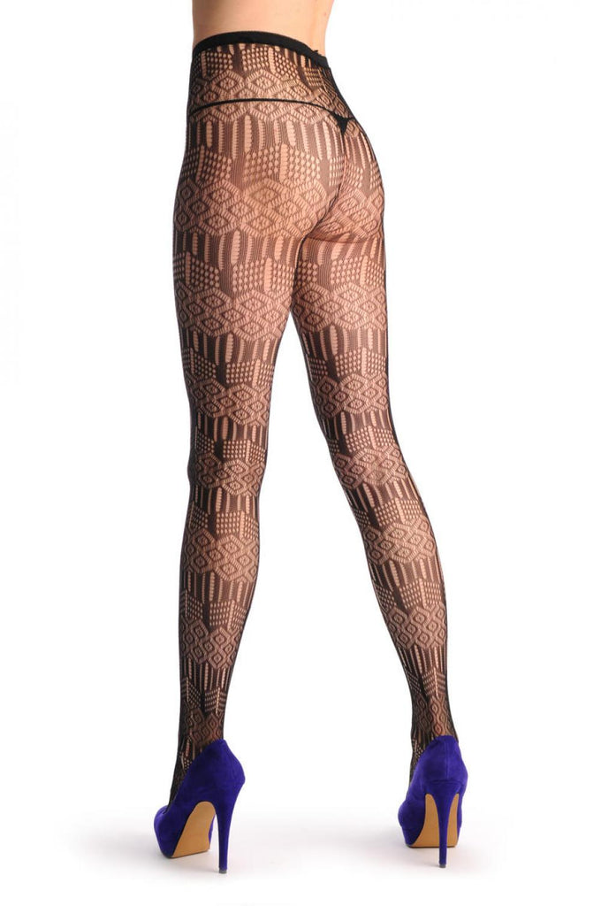 liss kiss Horizontal Lines With Rombs & Vertical Dotted Lines Fishnet - Tights