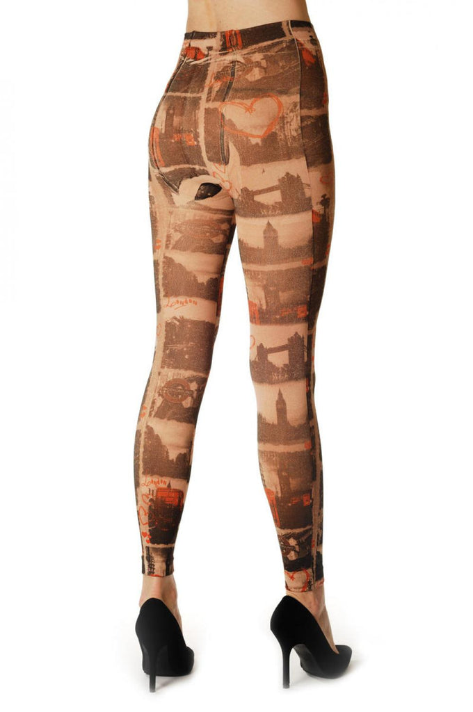 Liss Kiss I Love London Heart Big Ben Tower Bridge 500 Den Footless - Tights Footless