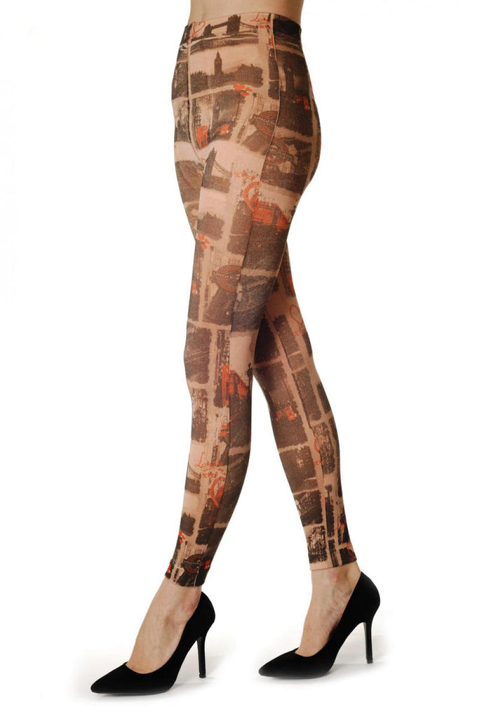 Liss Kiss I Love London Heart Big Ben Tower Bridge 500 Den Footless - Tights Footless