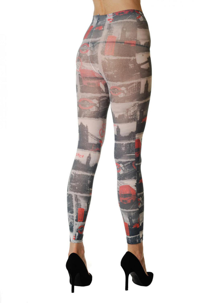 Liss Kiss I Love London Heart Big Ben Tower Bridge Footless - Tights Footless