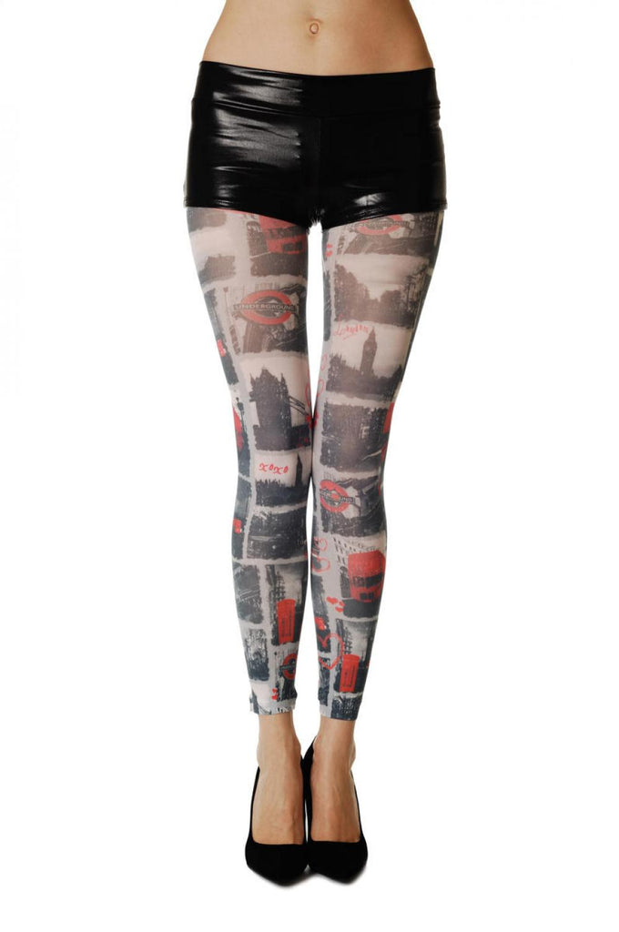 liss kiss I Love London Heart Big Ben Tower Bridge Footless - Tights Footless