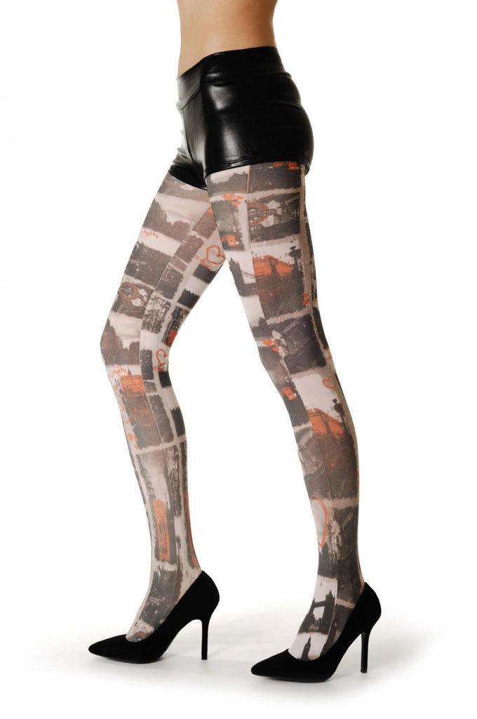 Liss Kiss I Love London Heart Big Ben Tower Bridge - Tights