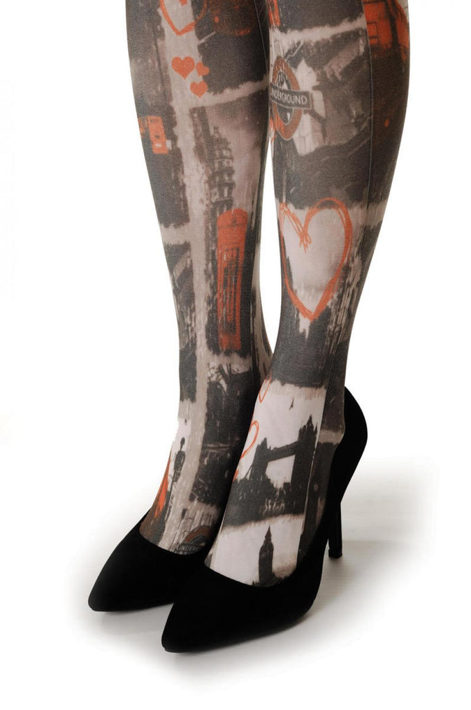 Liss Kiss I Love London Heart Big Ben Tower Bridge - Tights